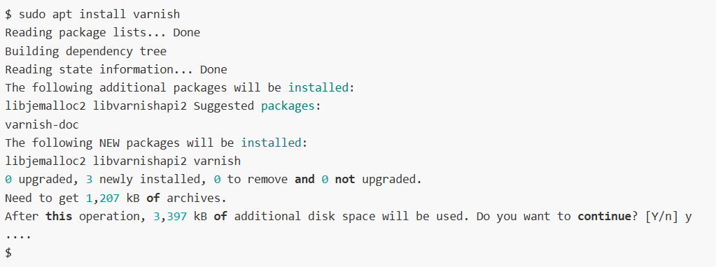 Extrait de code installation Varnish